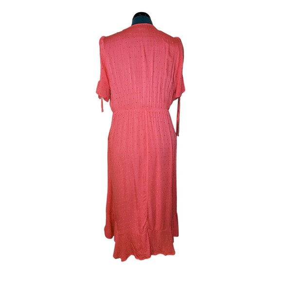 TORRID Pink Midi Swiss Dot Surplice Wrap Casual Dress Size 0 US Large Like 12 - Picture 7 of 7